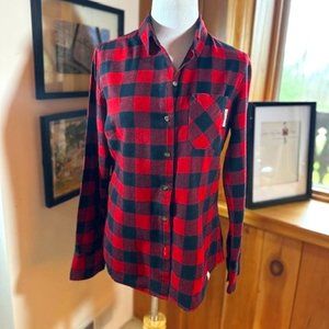 FIELD and STREAM Women Red Black Buffalo Check Plaid Flannel Shirt - S